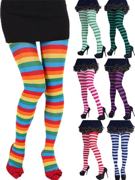 striped tights women's